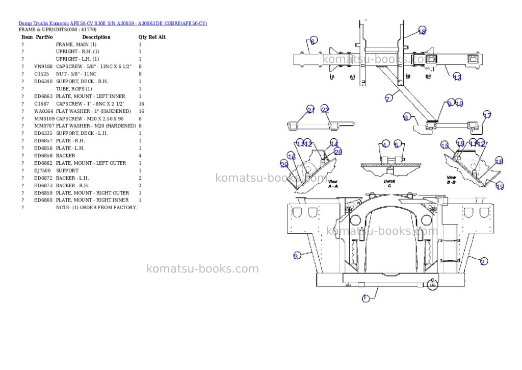Komatsu afe50-cv 830e s/n a30859 - a30863 de cobre Parts catalog cover Page 4 Komatsu afe50-cv 830e s/n a30859 - a30863 de cobre Parts catalog cover Page 4