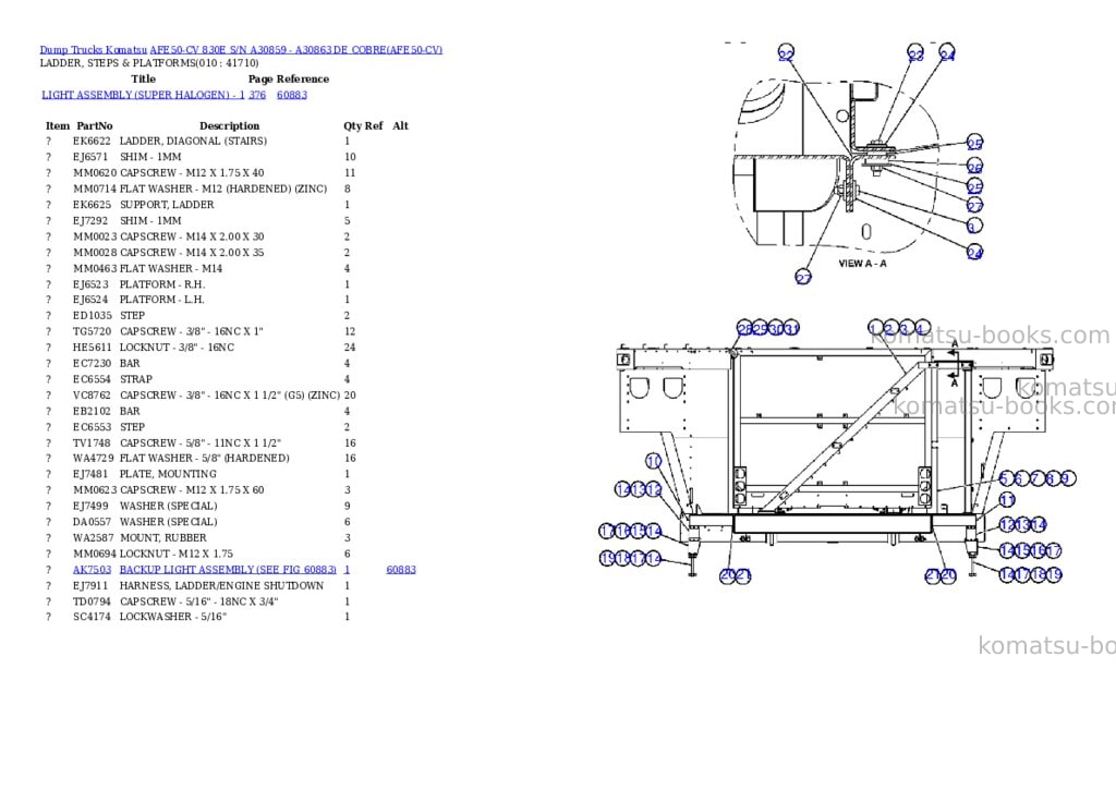 Komatsu afe50-cv 830e s/n a30859 - a30863 de cobre Parts catalog cover Page 5 Komatsu afe50-cv 830e s/n a30859 - a30863 de cobre Parts catalog cover Page 5