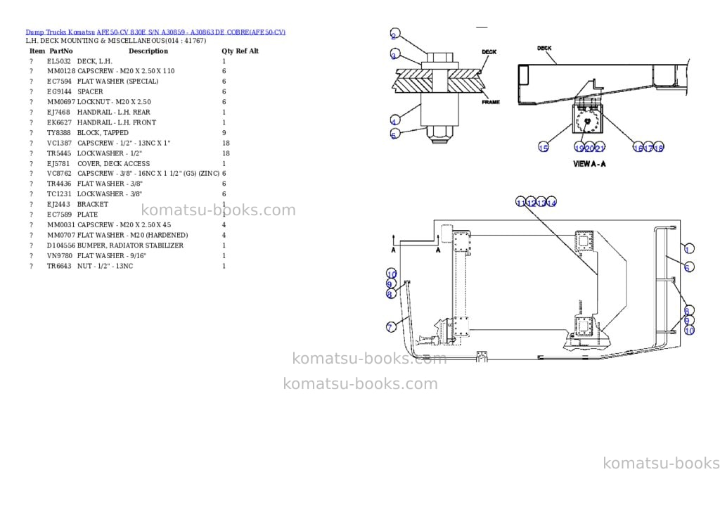 Komatsu afe50-cv 830e s/n a30859 - a30863 de cobre Parts catalog cover Page 7 Komatsu afe50-cv 830e s/n a30859 - a30863 de cobre Parts catalog cover Page 7