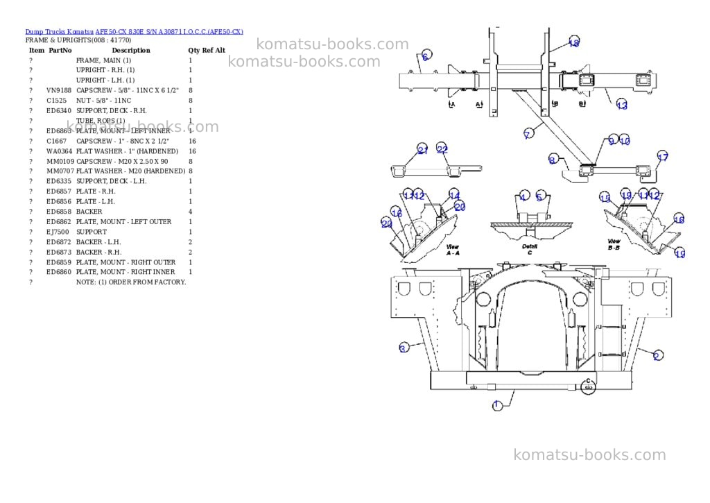 Komatsu afe50-cx 830e s/n a30871 i.o.c.c. Parts catalog cover Page 4