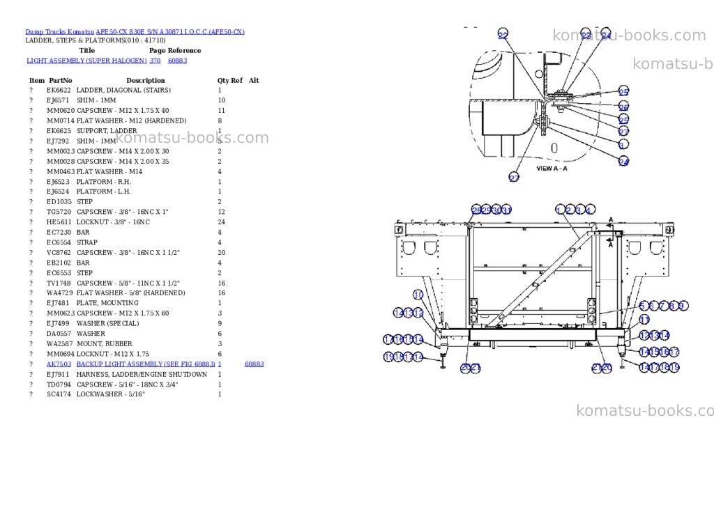 Komatsu afe50-cx 830e s/n a30871 i.o.c.c. Parts catalog cover Page 5