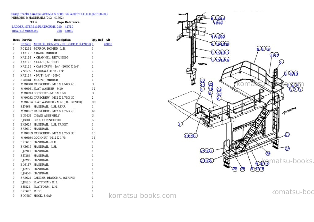 Komatsu afe50-cx 830e s/n a30871 i.o.c.c. Parts catalog cover Page 6
