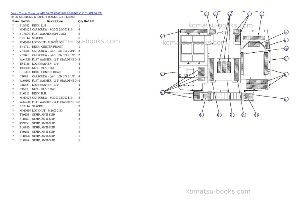 Komatsu afe50-cz 830e s/n a30886 i.o.c.c. Parts catalog cover Page 10 Komatsu afe50-cz 830e s/n a30886 i.o.c.c. Parts catalog cover Page 10