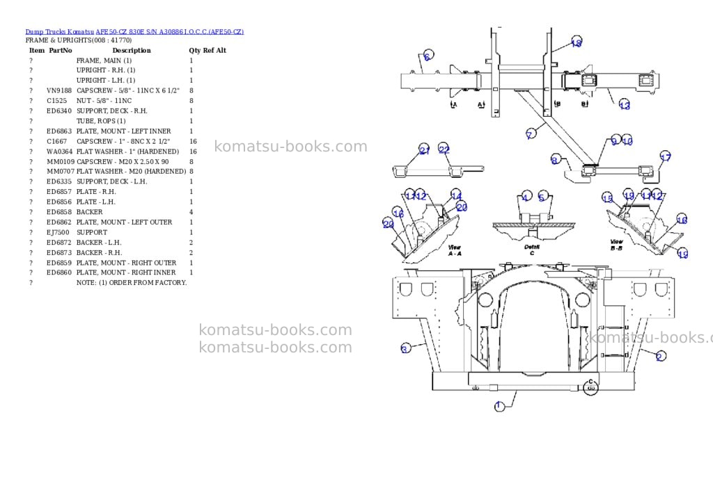Komatsu afe50-cz 830e s/n a30886 i.o.c.c. Parts catalog cover Page 4 Komatsu afe50-cz 830e s/n a30886 i.o.c.c. Parts catalog cover Page 4
