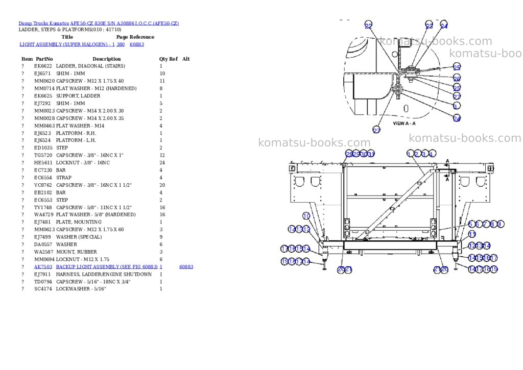 Komatsu afe50-cz 830e s/n a30886 i.o.c.c. Parts catalog cover Page 5 Komatsu afe50-cz 830e s/n a30886 i.o.c.c. Parts catalog cover Page 5