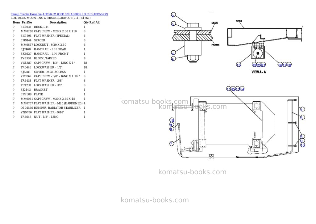 Komatsu afe50-cz 830e s/n a30886 i.o.c.c. Parts catalog cover Page 7 Komatsu afe50-cz 830e s/n a30886 i.o.c.c. Parts catalog cover Page 7