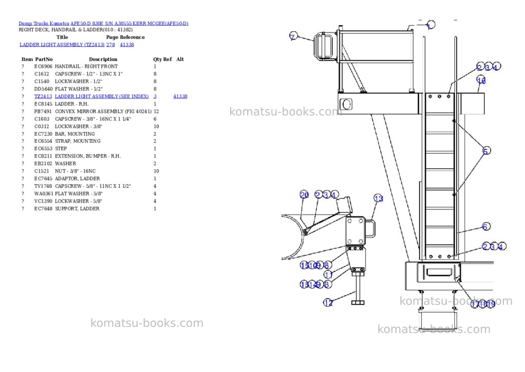 Komatsu afe50-d 830e s/n a30555 kerr mcgee Parts catalog cover Page 5 Komatsu afe50-d 830e s/n a30555 kerr mcgee Parts catalog cover Page 5