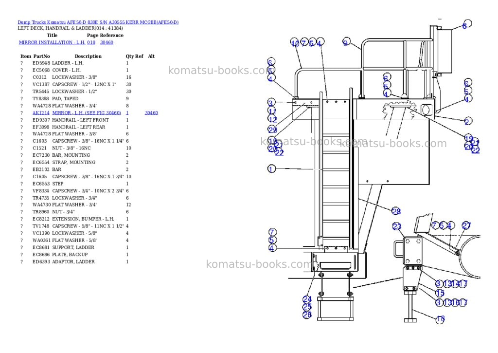 Komatsu afe50-d 830e s/n a30555 kerr mcgee Parts catalog cover Page 7 Komatsu afe50-d 830e s/n a30555 kerr mcgee Parts catalog cover Page 7