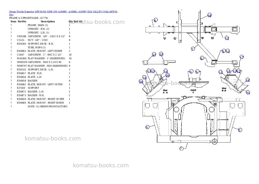Komatsu afe50-da 830e s/n a30880 - a30885, a30887 elk valley coal Parts catalog cover Page 4 Komatsu afe50-da 830e s/n a30880 - a30885, a30887 elk valley coal Parts catalog cover Page 4