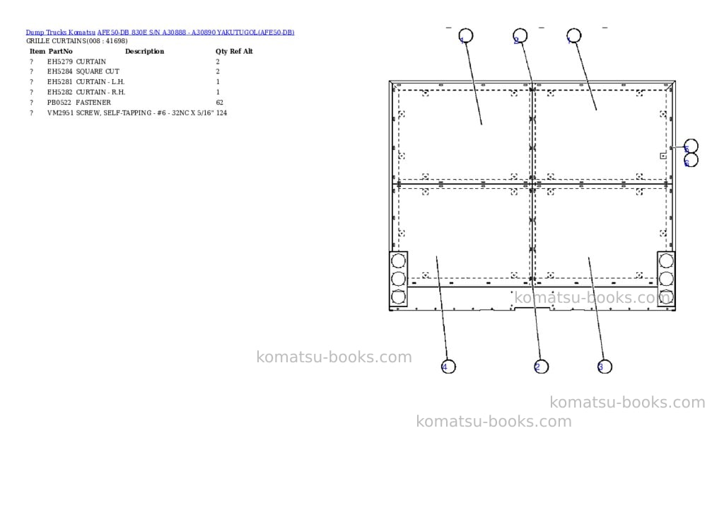 Komatsu afe50-db 830e s/n a30888 - a30890 yakutugol Parts catalog cover Page 4