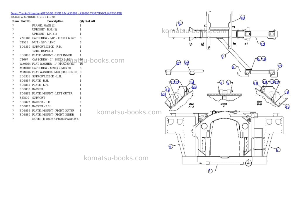 Komatsu afe50-db 830e s/n a30888 - a30890 yakutugol Parts catalog cover Page 5