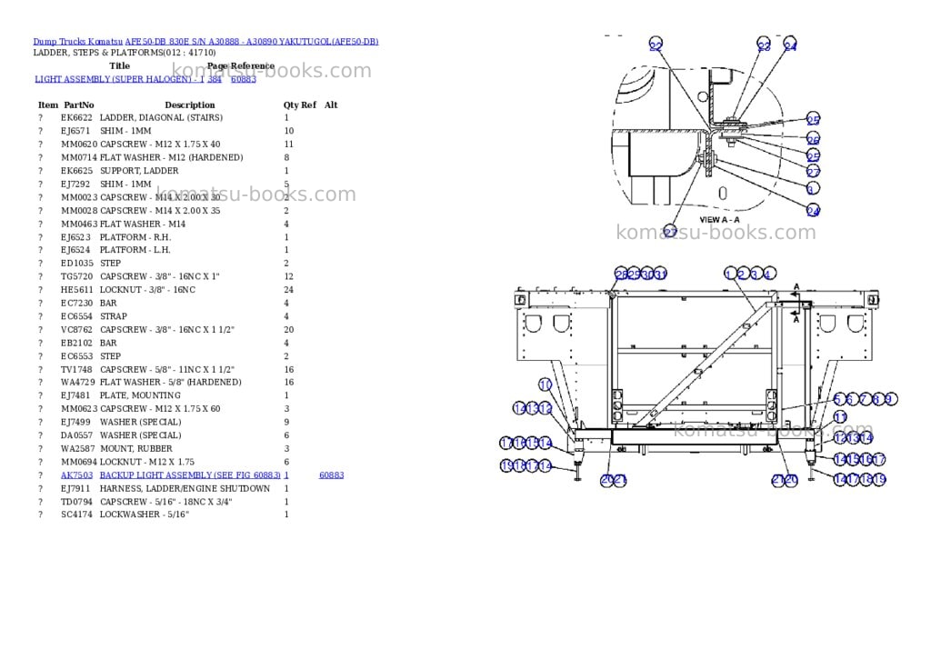 Komatsu afe50-db 830e s/n a30888 - a30890 yakutugol Parts catalog cover Page 6
