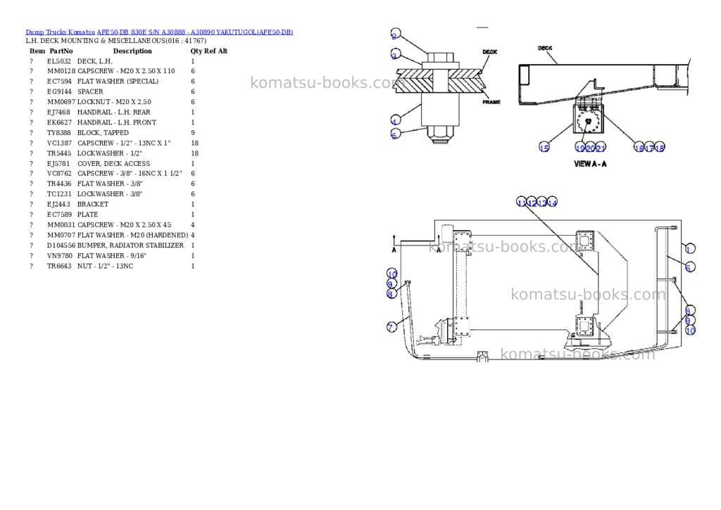 Komatsu afe50-db 830e s/n a30888 - a30890 yakutugol Parts catalog cover Page 8