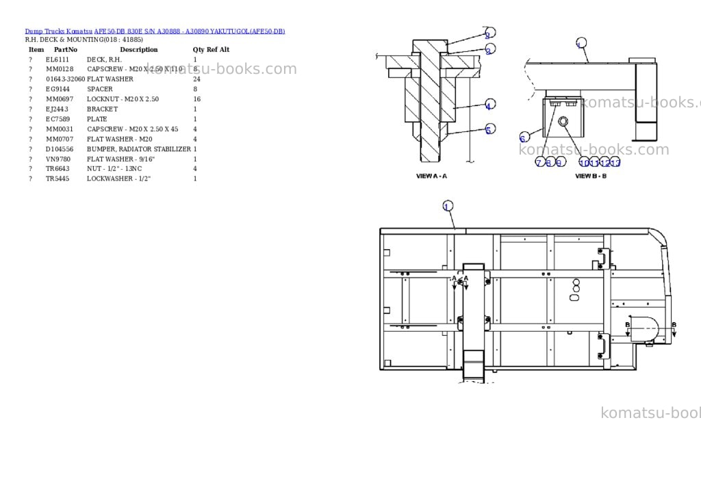 Komatsu afe50-db 830e s/n a30888 - a30890 yakutugol Parts catalog cover Page 9