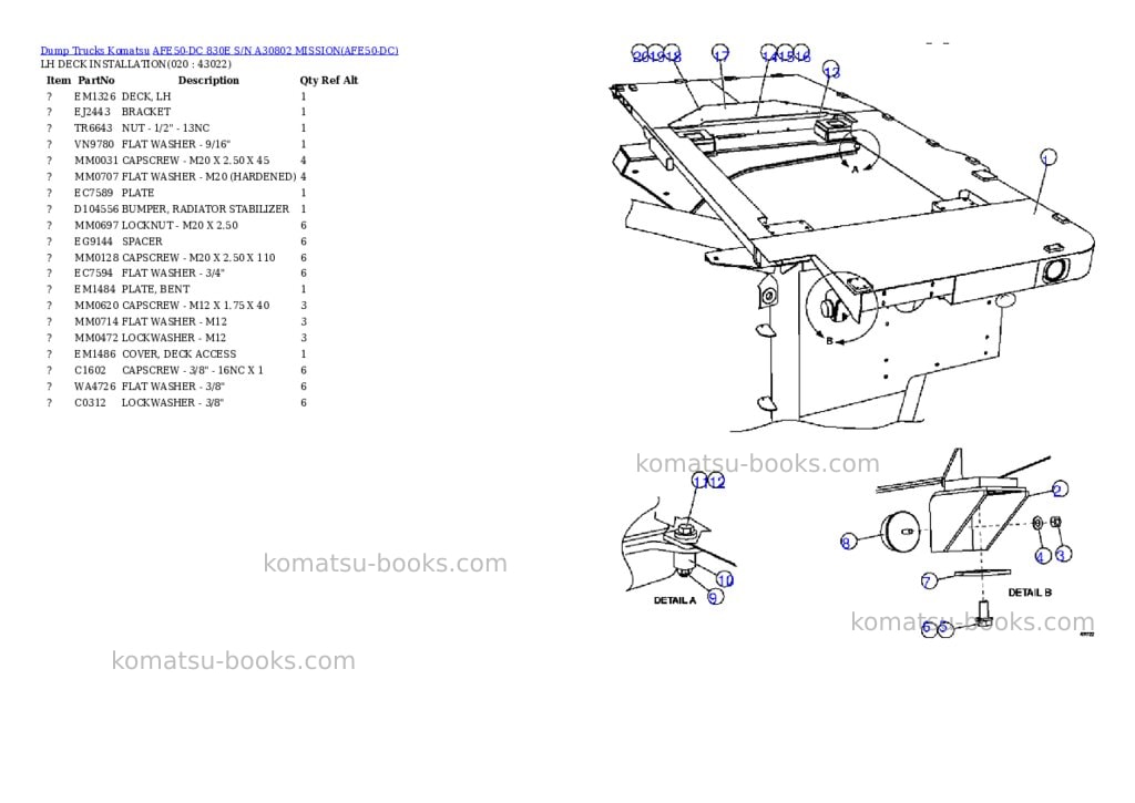 Komatsu afe50-dc 830e s/n a30802 mission Parts catalog cover Page 2 Komatsu afe50-dc 830e s/n a30802 mission Parts catalog cover Page 2