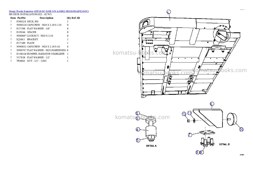 Komatsu afe50-dc 830e s/n a30802 mission Parts catalog cover Page 3 Komatsu afe50-dc 830e s/n a30802 mission Parts catalog cover Page 3