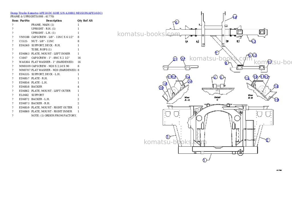 Komatsu afe50-dc 830e s/n a30802 mission Parts catalog cover Page 4 Komatsu afe50-dc 830e s/n a30802 mission Parts catalog cover Page 4