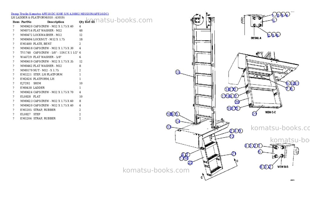 Komatsu afe50-dc 830e s/n a30802 mission Parts catalog cover Page 5 Komatsu afe50-dc 830e s/n a30802 mission Parts catalog cover Page 5