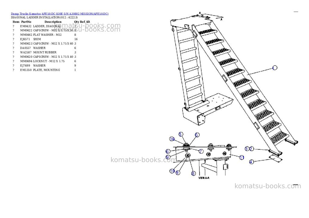 Komatsu afe50-dc 830e s/n a30802 mission Parts catalog cover Page 6 Komatsu afe50-dc 830e s/n a30802 mission Parts catalog cover Page 6