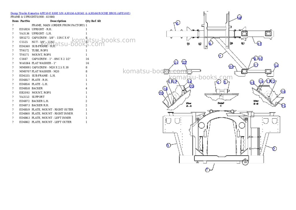 Komatsu afe50-e 830e s/n a30556-a30561 & a30564 roche bros. Parts catalog cover Page 4 Komatsu afe50-e 830e s/n a30556-a30561 & a30564 roche bros. Parts catalog cover Page 4