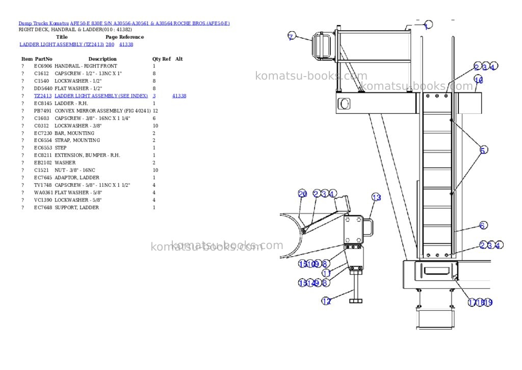 Komatsu afe50-e 830e s/n a30556-a30561 & a30564 roche bros. Parts catalog cover Page 5 Komatsu afe50-e 830e s/n a30556-a30561 & a30564 roche bros. Parts catalog cover Page 5