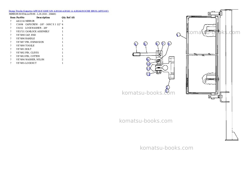 Komatsu afe50-e 830e s/n a30556-a30561 & a30564 roche bros. Parts catalog cover Page 9 Komatsu afe50-e 830e s/n a30556-a30561 & a30564 roche bros. Parts catalog cover Page 9