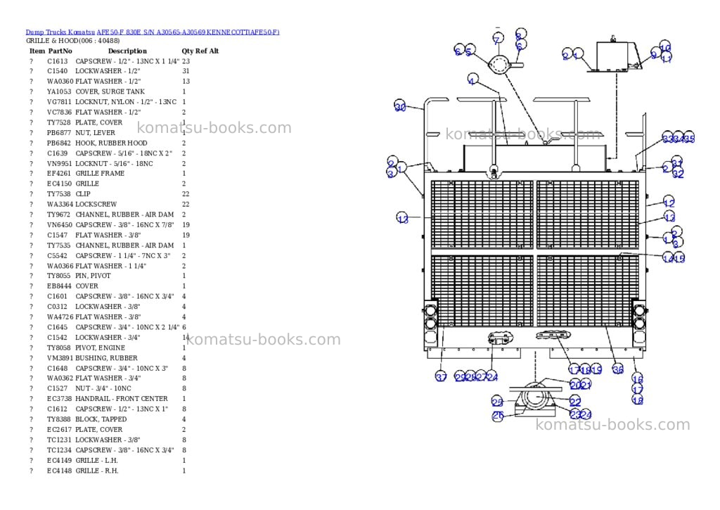 Komatsu afe50-f 830e s/n a30565-a30569 kennecott Parts catalog cover Page 3 Komatsu afe50-f 830e s/n a30565-a30569 kennecott Parts catalog cover Page 3