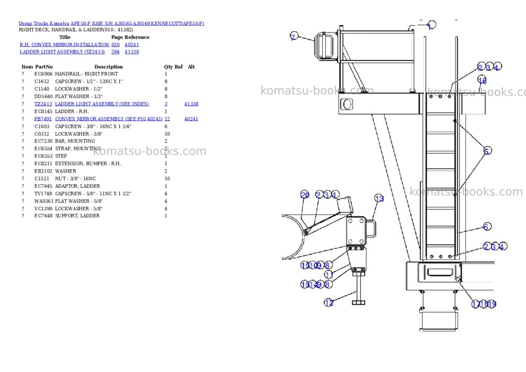 Komatsu afe50-f 830e s/n a30565-a30569 kennecott Parts catalog cover Page 5 Komatsu afe50-f 830e s/n a30565-a30569 kennecott Parts catalog cover Page 5