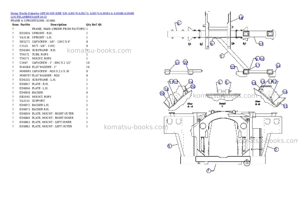 Komatsu afe50-g/h 830e s/n a30570-a30573, a30575-a30583 & a30586-a30588 los pelambres Parts catalog cover Page 2