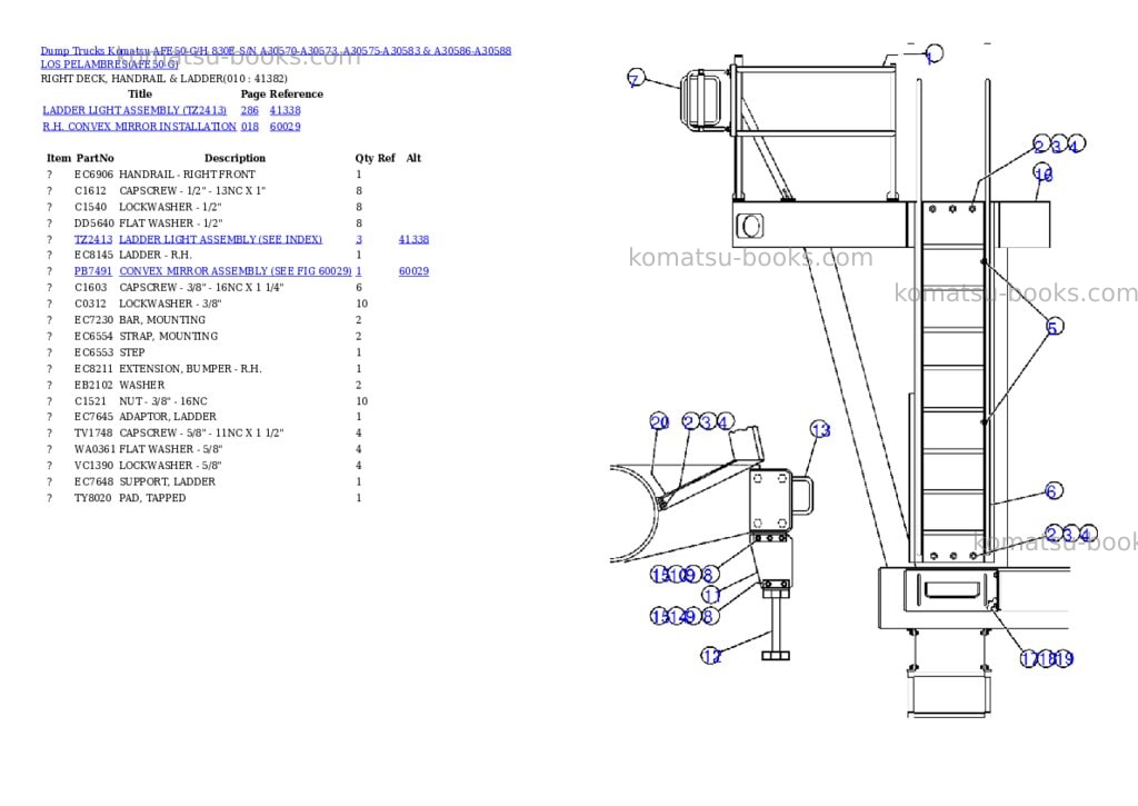 Komatsu afe50-g/h 830e s/n a30570-a30573, a30575-a30583 & a30586-a30588 los pelambres Parts catalog cover Page 3