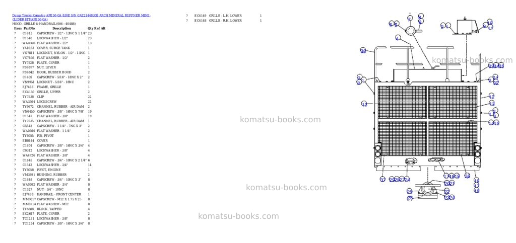 Komatsu afe50-ga 830e s/n gae2144830e arch mineral ruffner mine-glider kit Parts catalog cover Page 3