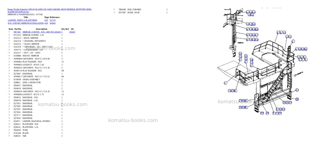 Komatsu afe50-ga 830e s/n gae2144830e arch mineral ruffner mine-glider kit Parts catalog cover Page 6
