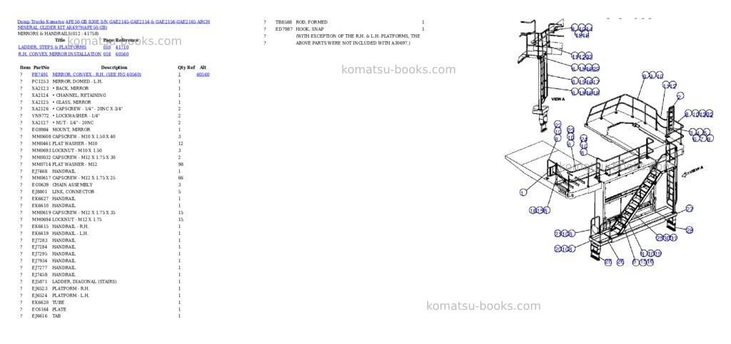 Komatsu afe50-gb 830e s/n gae2145-gae2154 & gae2156-gae2165 arch mineral glider kit ak4979 Parts catalog cover Page 6