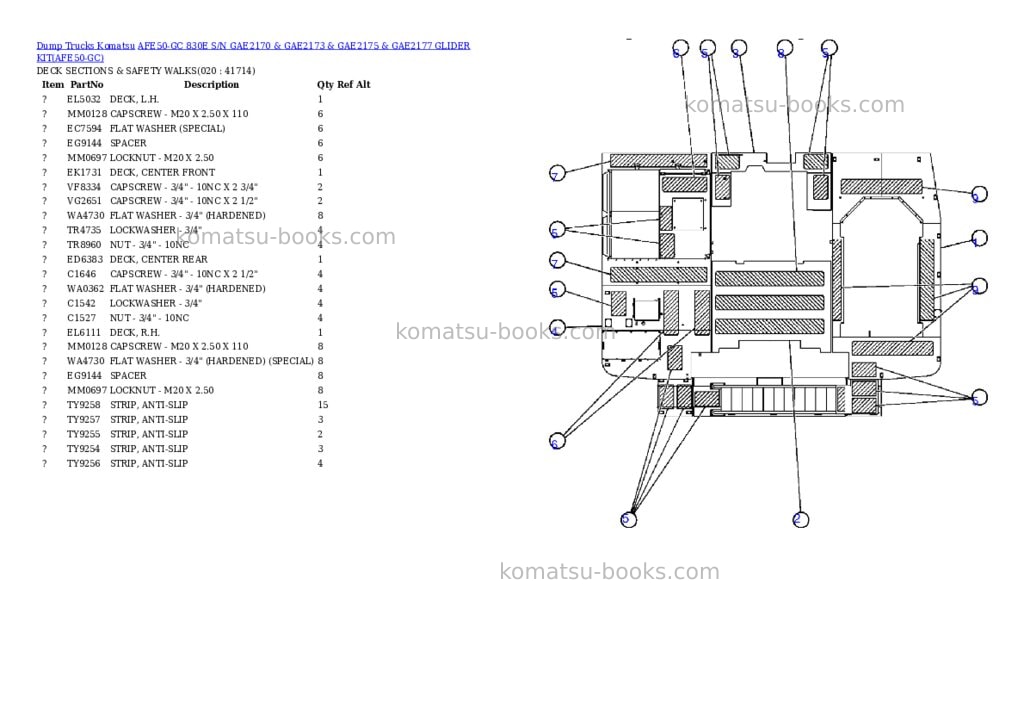 Komatsu afe50-gc 830e s/n gae2170 & gae2173 & gae2175 & gae2177 glider kit Parts catalog cover Page 10 Komatsu afe50-gc 830e s/n gae2170 & gae2173 & gae2175 & gae2177 glider kit Parts catalog cover Page 10