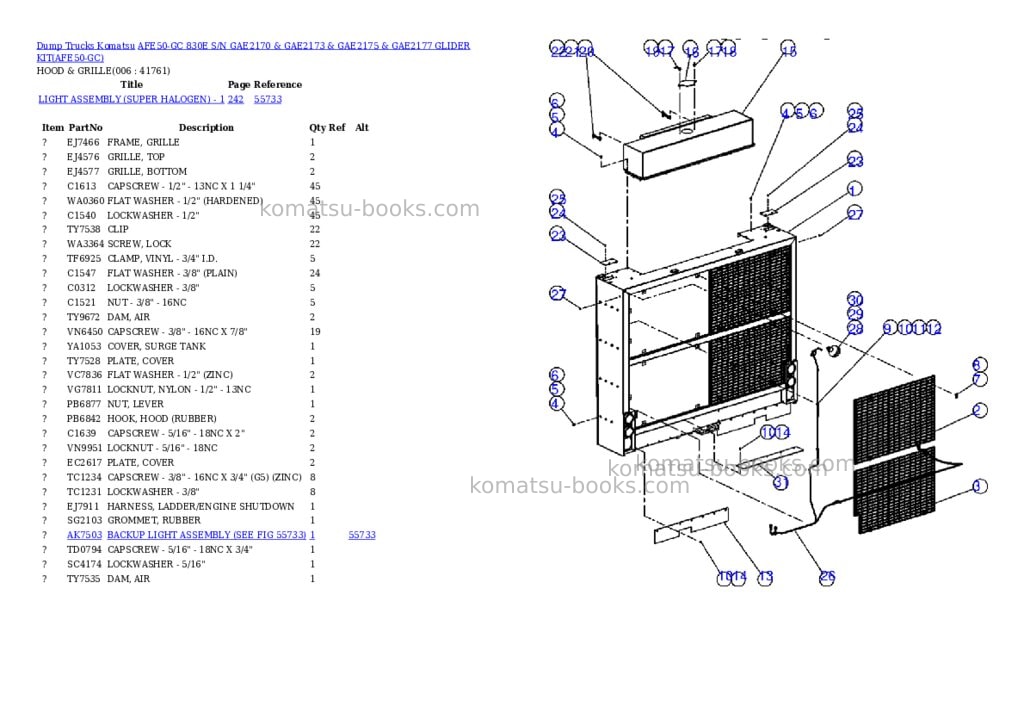 Komatsu afe50-gc 830e s/n gae2170 & gae2173 & gae2175 & gae2177 glider kit Parts catalog cover Page 3 Komatsu afe50-gc 830e s/n gae2170 & gae2173 & gae2175 & gae2177 glider kit Parts catalog cover Page 3