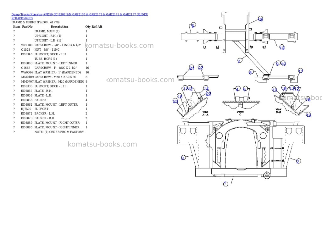 Komatsu afe50-gc 830e s/n gae2170 & gae2173 & gae2175 & gae2177 glider kit Parts catalog cover Page 4 Komatsu afe50-gc 830e s/n gae2170 & gae2173 & gae2175 & gae2177 glider kit Parts catalog cover Page 4