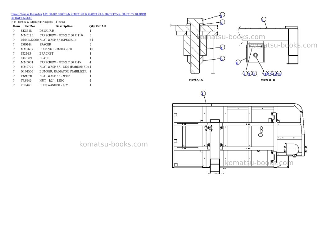 Komatsu afe50-gc 830e s/n gae2170 & gae2173 & gae2175 & gae2177 glider kit Parts catalog cover Page 8 Komatsu afe50-gc 830e s/n gae2170 & gae2173 & gae2175 & gae2177 glider kit Parts catalog cover Page 8