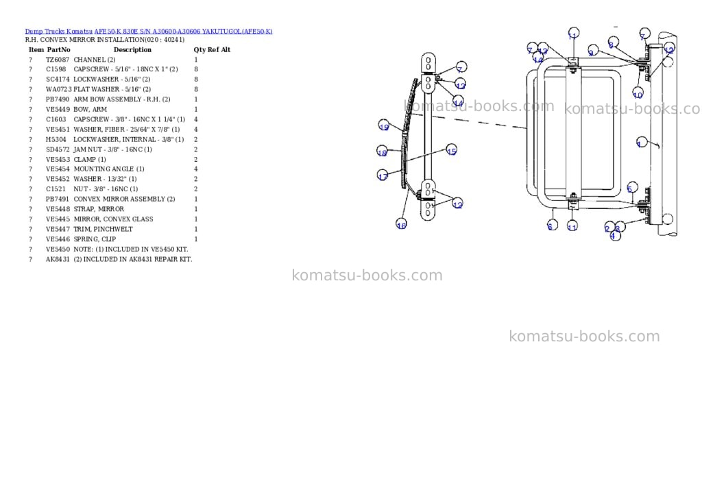 Komatsu afe50-k 830e s/n a30600-a30606 yakutugol Parts catalog cover Page 10 Komatsu afe50-k 830e s/n a30600-a30606 yakutugol Parts catalog cover Page 10