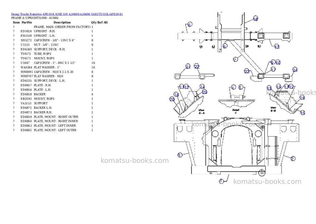 Komatsu afe50-k 830e s/n a30600-a30606 yakutugol Parts catalog cover Page 4 Komatsu afe50-k 830e s/n a30600-a30606 yakutugol Parts catalog cover Page 4