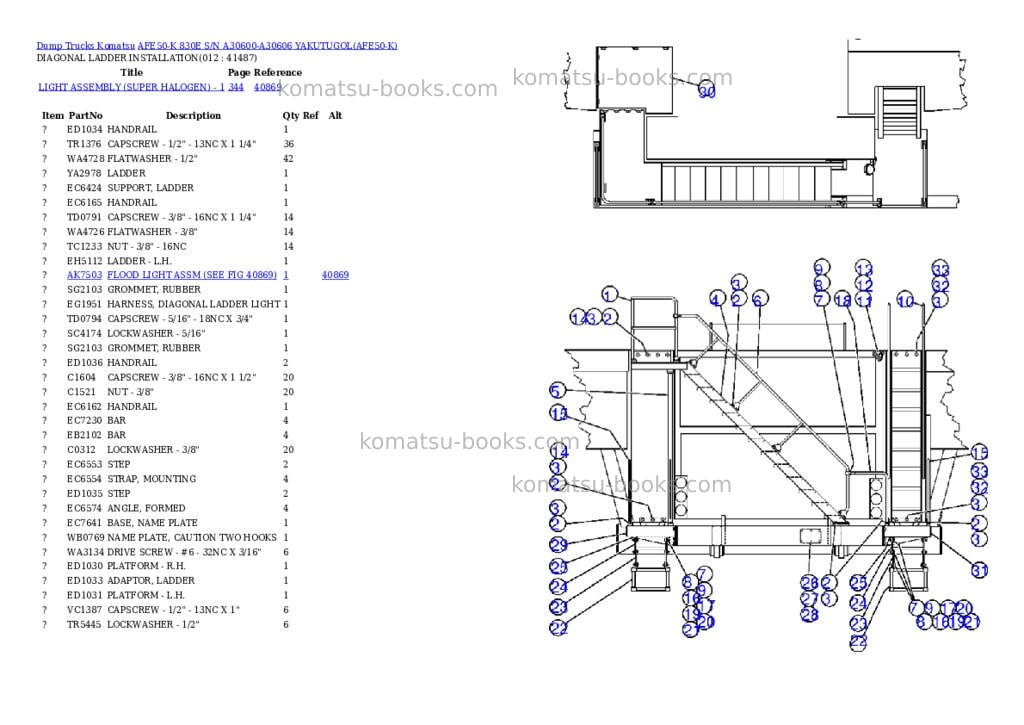 Komatsu afe50-k 830e s/n a30600-a30606 yakutugol Parts catalog cover Page 6 Komatsu afe50-k 830e s/n a30600-a30606 yakutugol Parts catalog cover Page 6