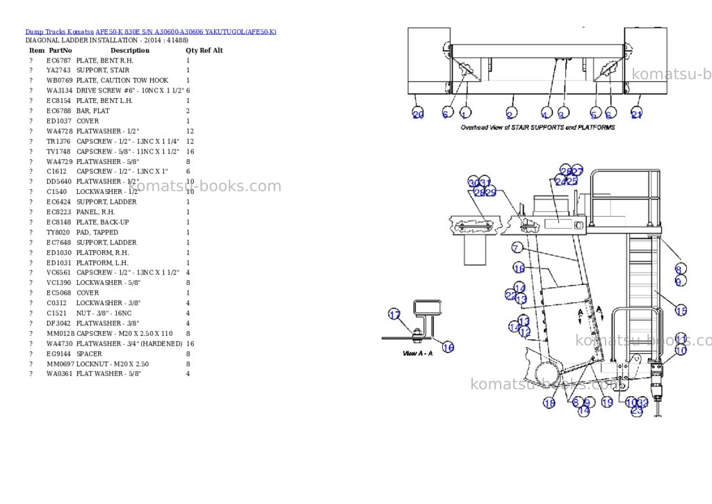 Komatsu afe50-k 830e s/n a30600-a30606 yakutugol Parts catalog cover Page 7 Komatsu afe50-k 830e s/n a30600-a30606 yakutugol Parts catalog cover Page 7