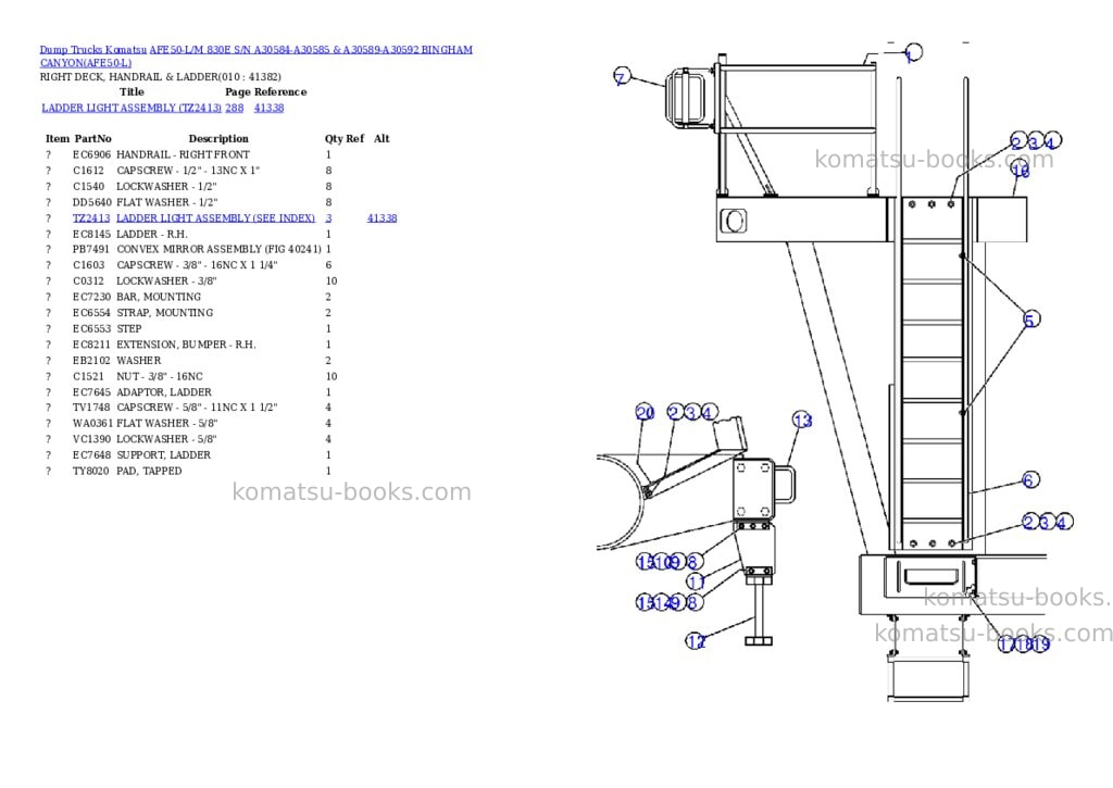 Komatsu afe50-l/m 830e s/n a30584-a30585 & a30589-a30592 bingham canyon Parts catalog cover Page 5 Komatsu afe50-l/m 830e s/n a30584-a30585 & a30589-a30592 bingham canyon Parts catalog cover Page 5