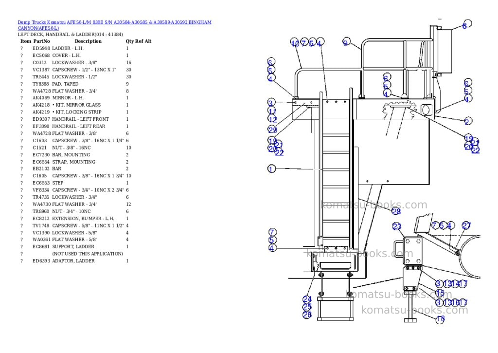 Komatsu afe50-l/m 830e s/n a30584-a30585 & a30589-a30592 bingham canyon Parts catalog cover Page 7 Komatsu afe50-l/m 830e s/n a30584-a30585 & a30589-a30592 bingham canyon Parts catalog cover Page 7
