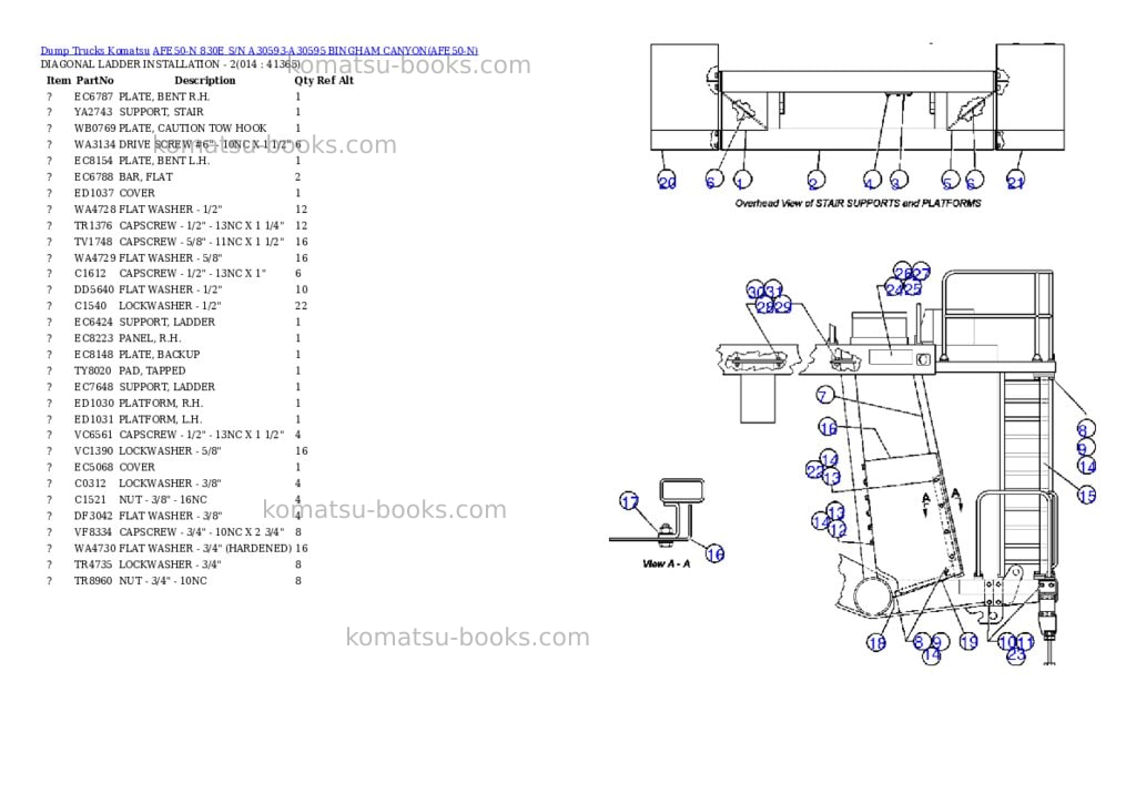 Komatsu afe50-n 830e s/n a30593-a30595 bingham canyon Parts catalog cover Page 7