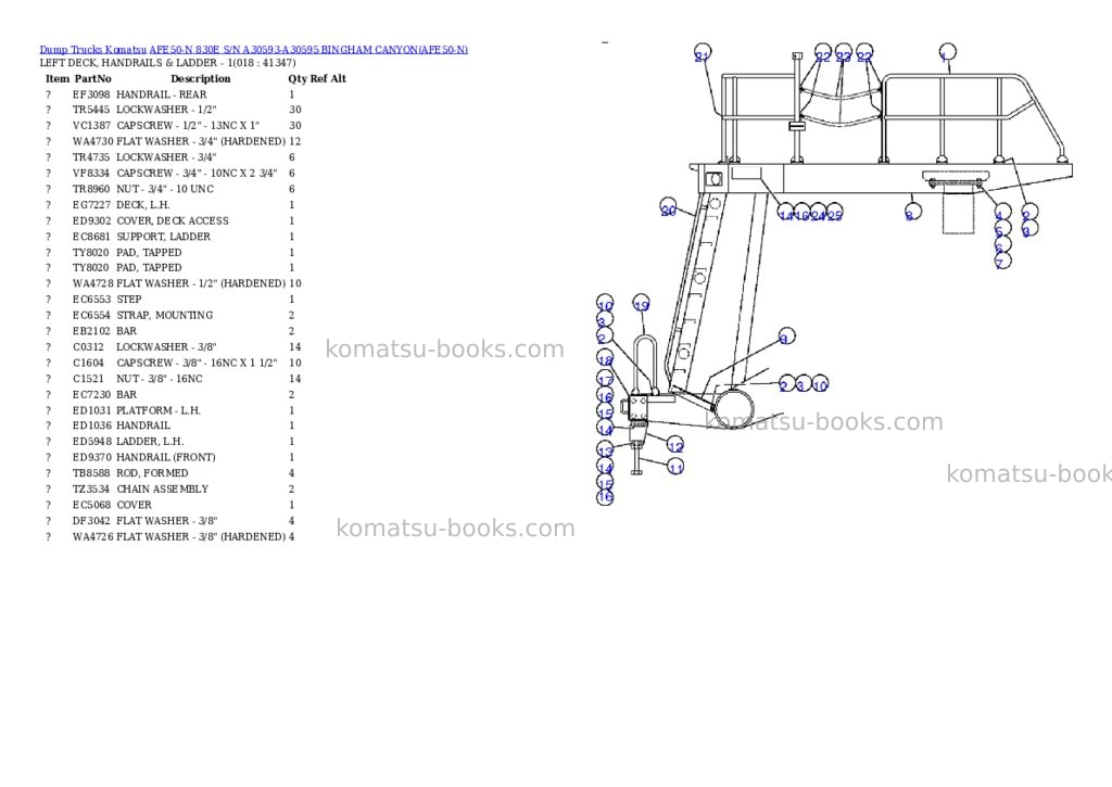 Komatsu afe50-n 830e s/n a30593-a30595 bingham canyon Parts catalog cover Page 9