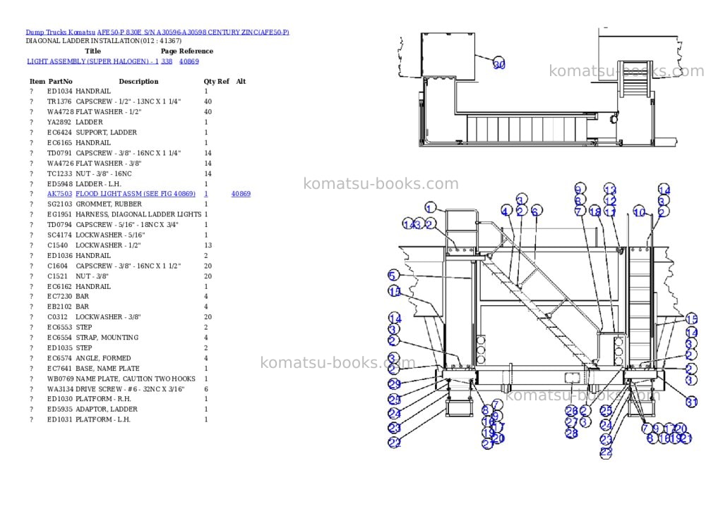 Komatsu afe50-p 830e s/n a30596-a30598 century zinc Parts catalog cover Page 6 Komatsu afe50-p 830e s/n a30596-a30598 century zinc Parts catalog cover Page 6