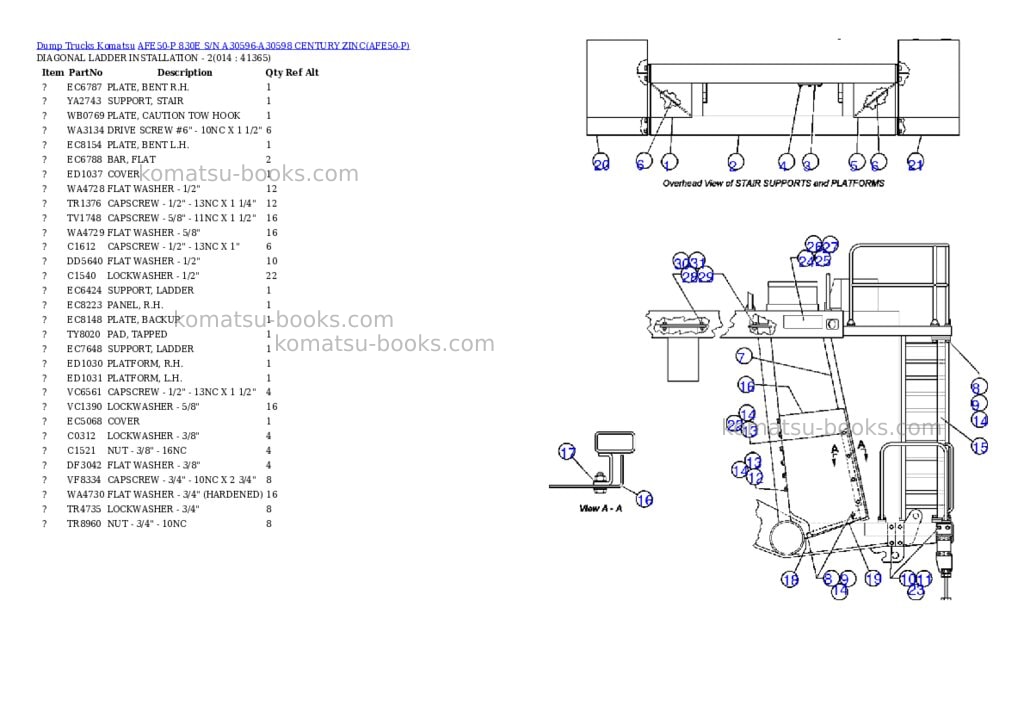 Komatsu afe50-p 830e s/n a30596-a30598 century zinc Parts catalog cover Page 7 Komatsu afe50-p 830e s/n a30596-a30598 century zinc Parts catalog cover Page 7