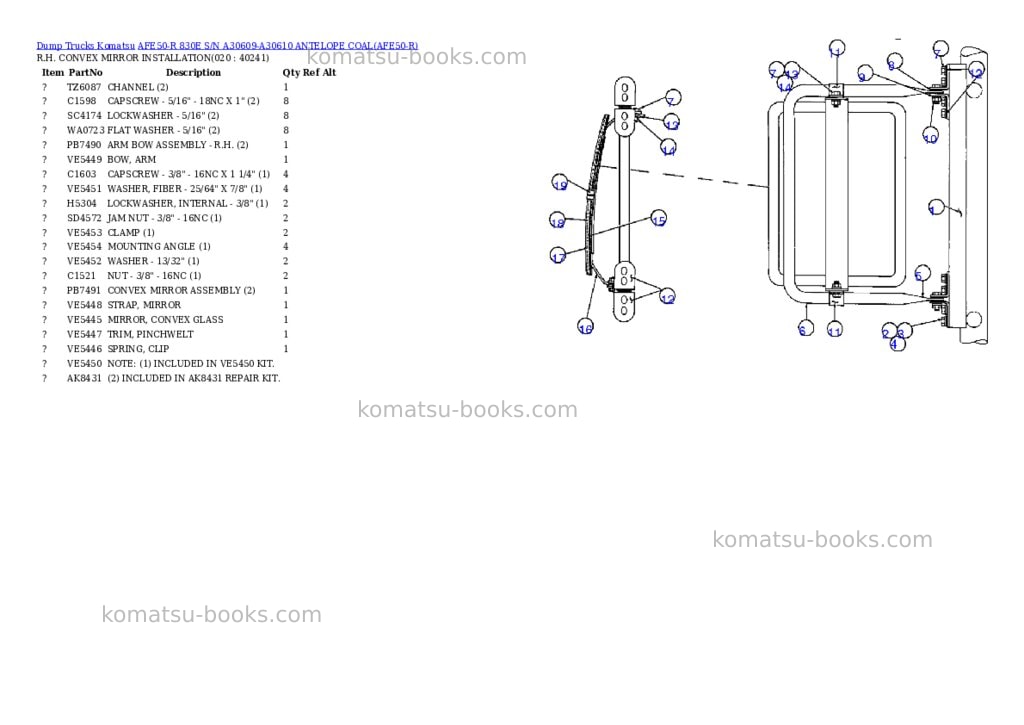 Komatsu afe50-r 830e s/n a30609-a30610 antelope coal Parts catalog cover Page 10 Komatsu afe50-r 830e s/n a30609-a30610 antelope coal Parts catalog cover Page 10