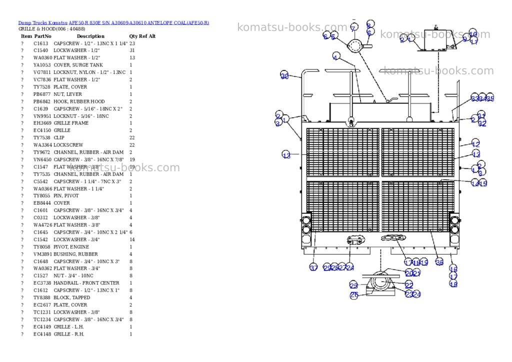 Komatsu afe50-r 830e s/n a30609-a30610 antelope coal Parts catalog cover Page 3 Komatsu afe50-r 830e s/n a30609-a30610 antelope coal Parts catalog cover Page 3