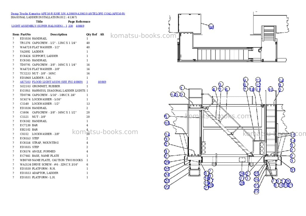 Komatsu afe50-r 830e s/n a30609-a30610 antelope coal Parts catalog cover Page 6 Komatsu afe50-r 830e s/n a30609-a30610 antelope coal Parts catalog cover Page 6